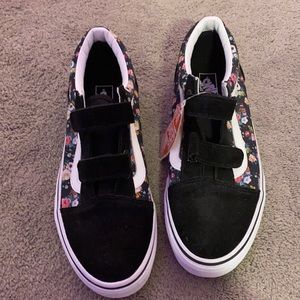 Black rose vans shoes